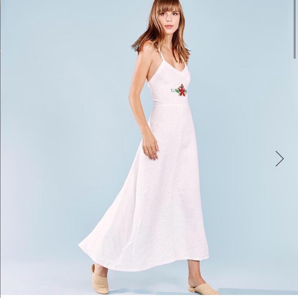 Reformation Shelly Long Embroidered Dress